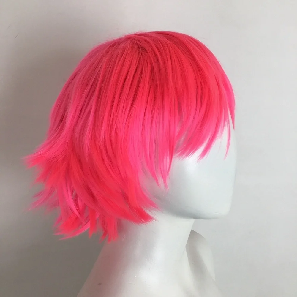 Hot Pink Choppy Bob Wig With Bangs NEW NWOT Cosplay Emo Gamer Anime